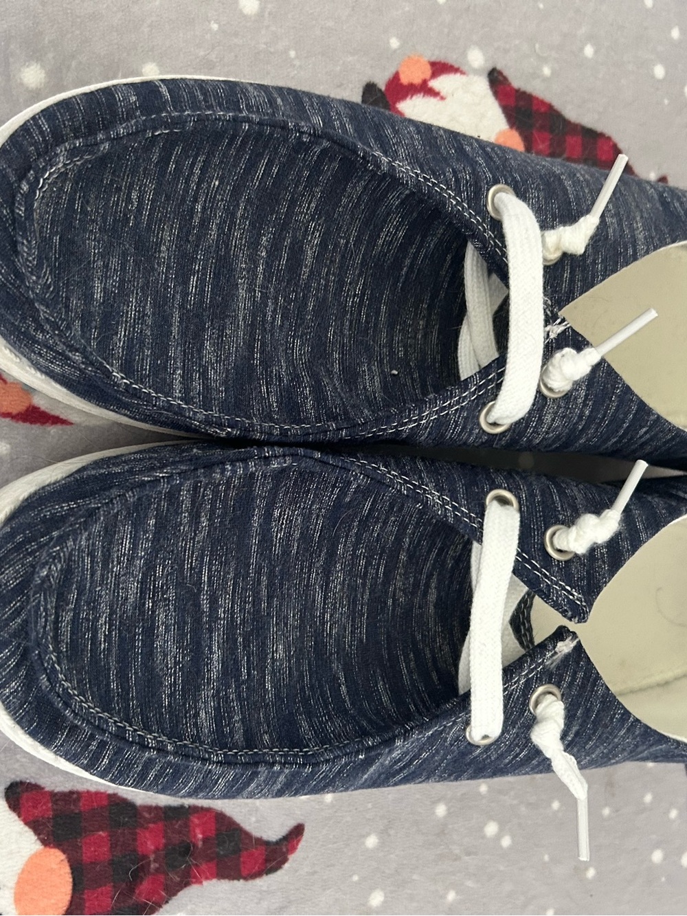 Women's mock Denim Navy Casual Flat Slip On Shoes Size 10